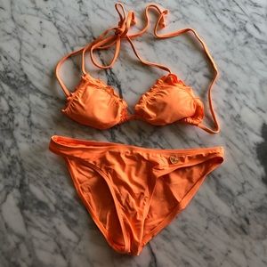 Body Glove Orange Ruffle Top Bikini